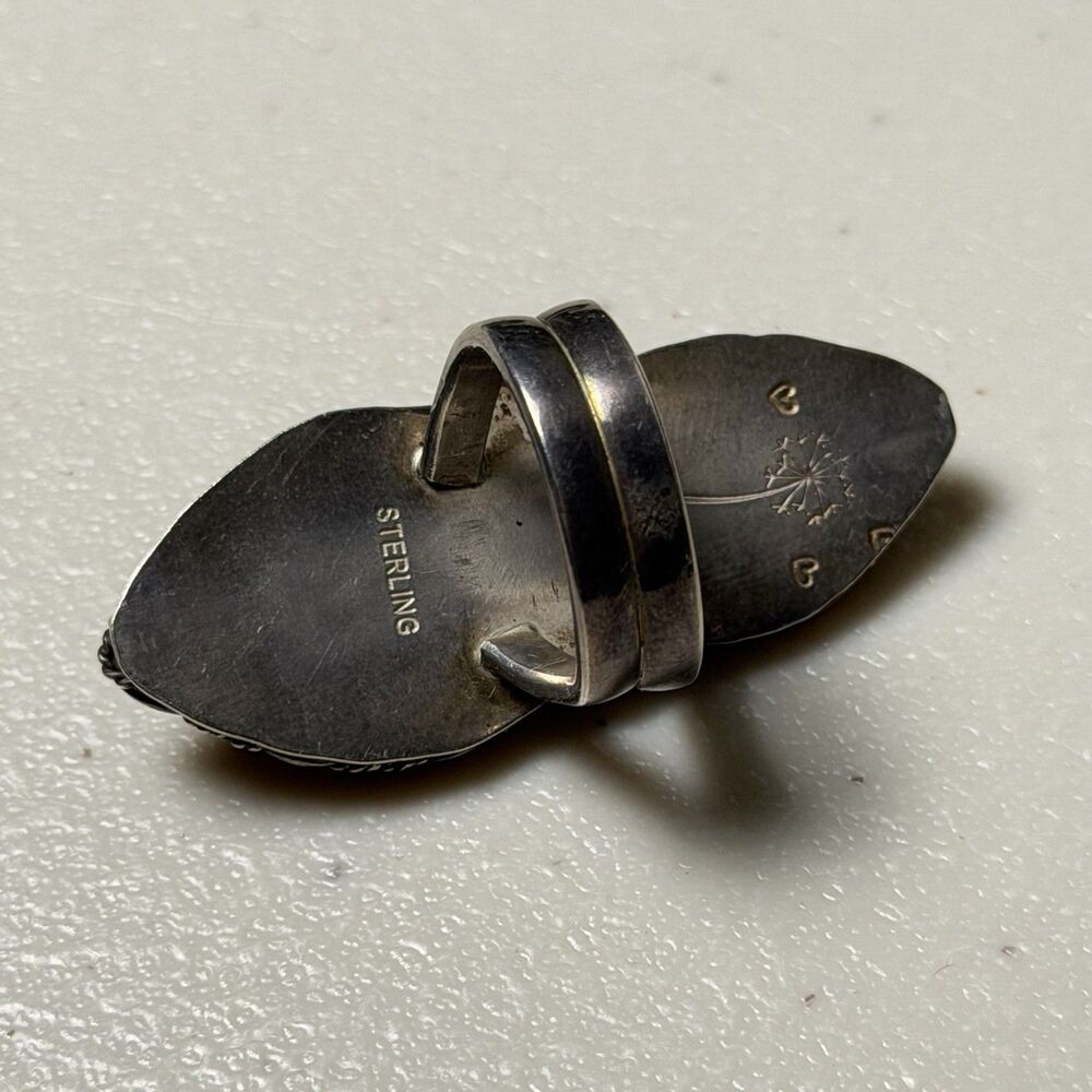 Vintage Signed Southwestern Statement Chrysocola Sterling Size 6.25 Ring - Picture 5 of 5